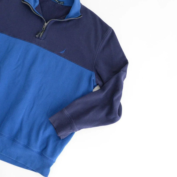 Vintage Y2K 90's Nautica Blue  Half Zip Sweater ~2XLarge - Picture 11 of 11